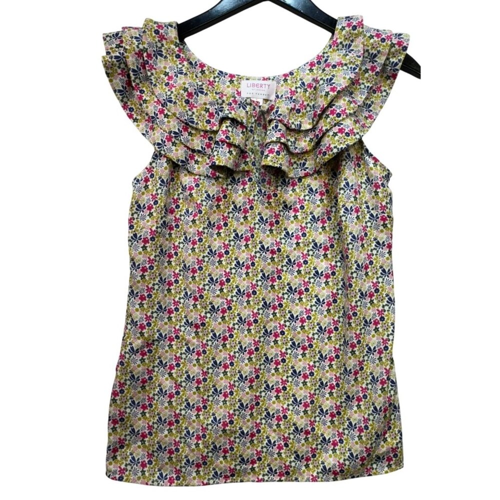 Liberty Of London For Target Floral Ruffle Top S Cotton Multicolor